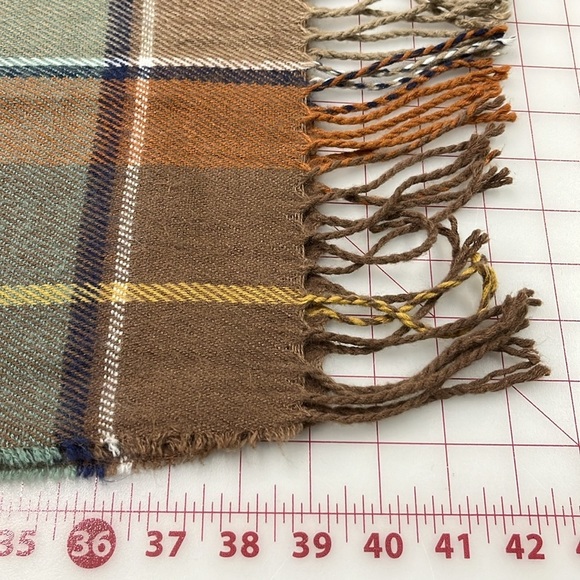 TOPSHOP Brown/Tan/Olive Fringe Cottage/Cabin/Urban-Chic Oversized Scarf/Shawl - Picture 12 of 12